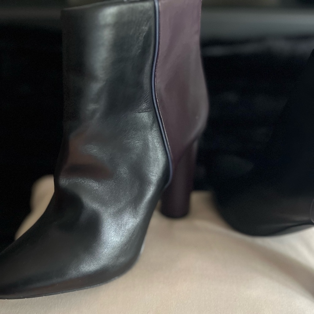 CAbi Black and Purple Heeled Boots